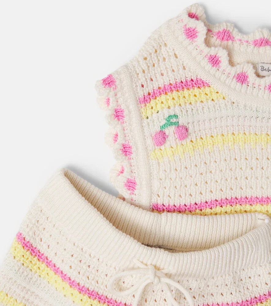 Комплект Paloma из вязаного хлопка: топ и шорты Bebe Organic, белый — фото 4