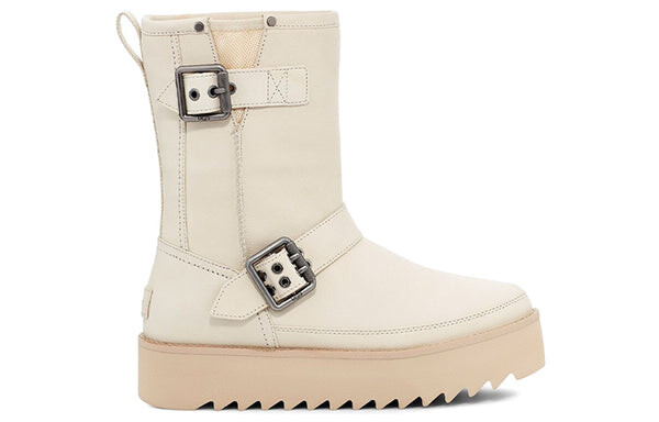 Кроссовки классические байкерские короткие ботинки Rebel Ugg, белый — фото 3