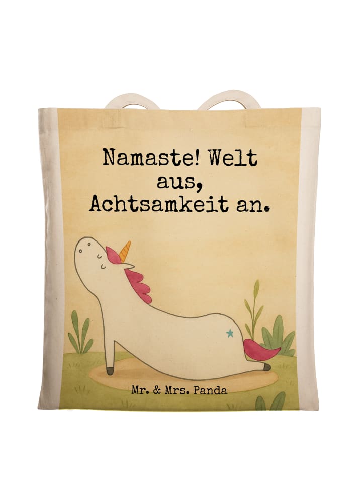 

Mr. & Mrs. Panda Джутовая сумка с изображением единорога и надписью для йоги, выполненная белым цветом