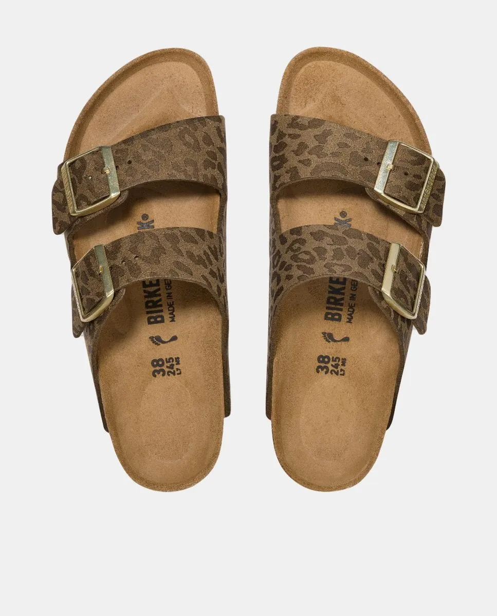 Женские сандалии из искусственной кожи с анималистическим принтом Birkenstock, оливковый зеленый — фото 3