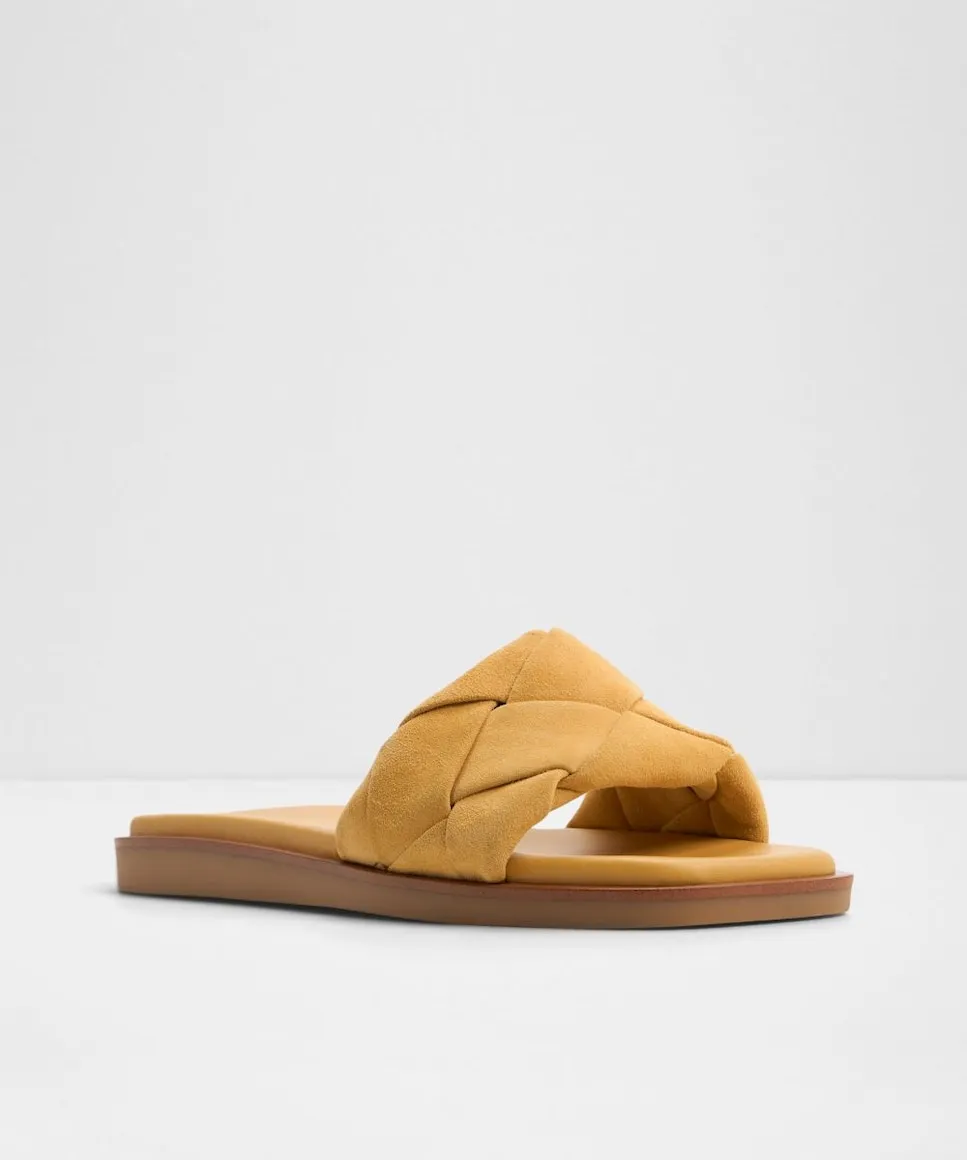 Женские сандалии на плоской подошве с квадратным носком Aldo, жёлтый — фото 3