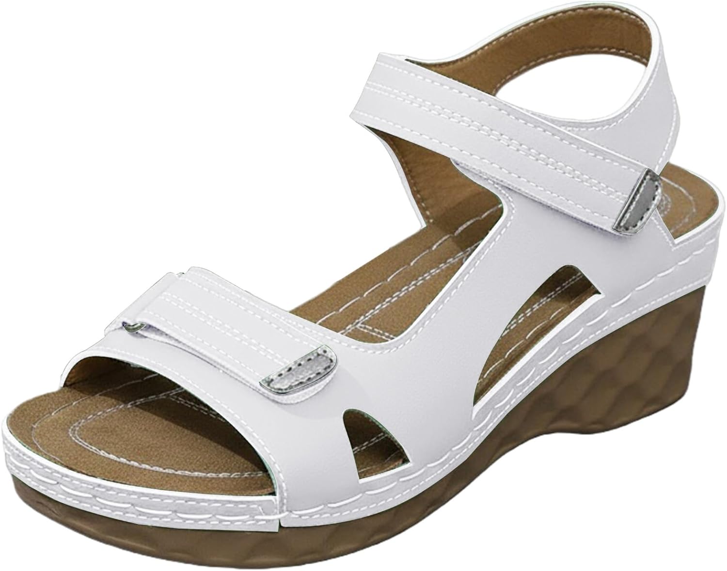 

Женские удобные ортопедические сандалии с поддержкой свода стопы, сандалии для ходьбы, открытый носок, на платформе, для лечения подошвенного фасциита, летние повседневные туфли, модные нескользящие Toumov, белый