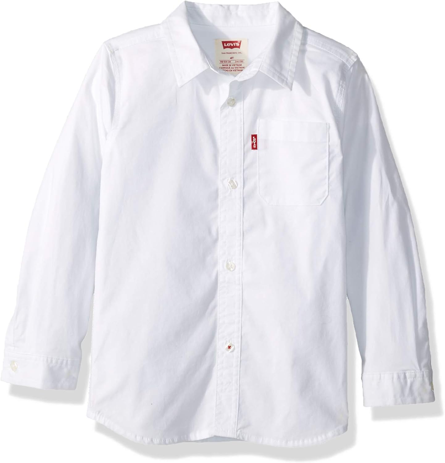 

Рубашка Levi's для мальчиков с длинным рукавом и одним карманом на пуговицах, White
