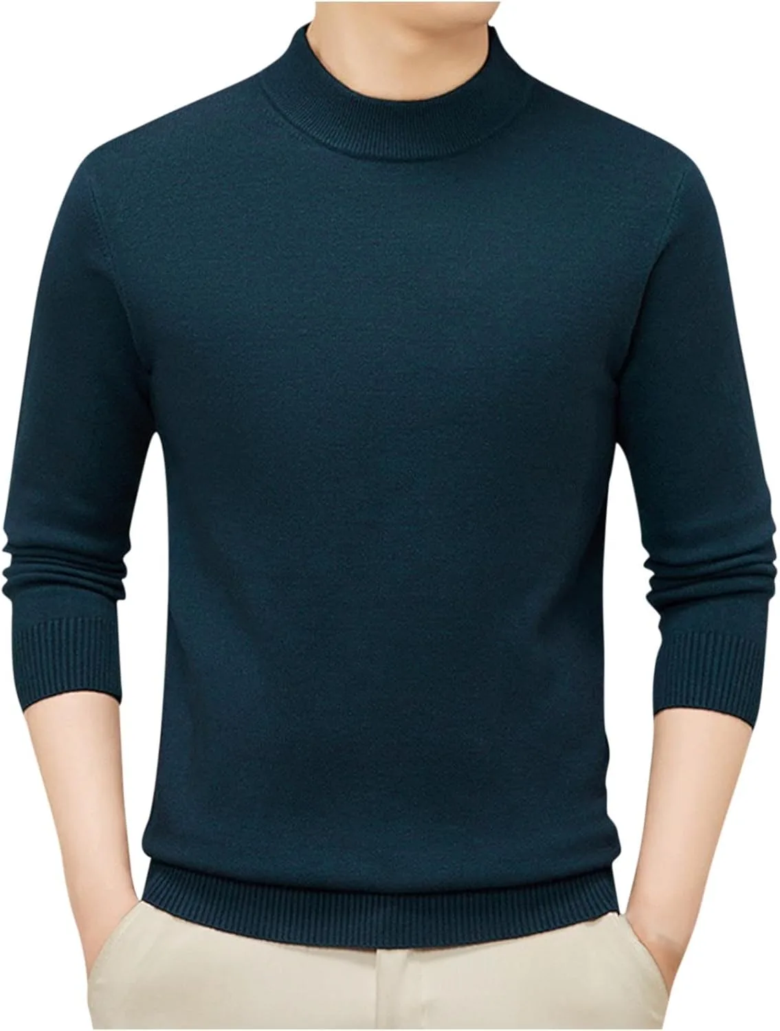 

Мужской свитер Slimed Fitted, однотонный, кабельная вязка