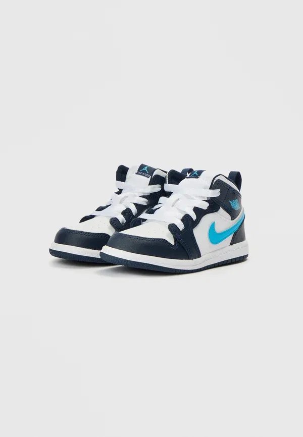 Кроссовки детские Jordan 1 Mid, цвет обсидиан/темно-пудрово-голубой/белый — фото 2