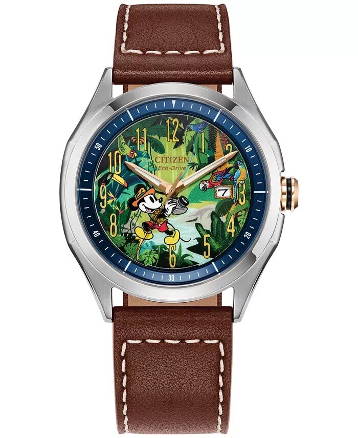 

Мужские часы Eco-Drive Disney Mickey Mouse Explorer с коричневым кожаным ремешком, 41 мм Citizen