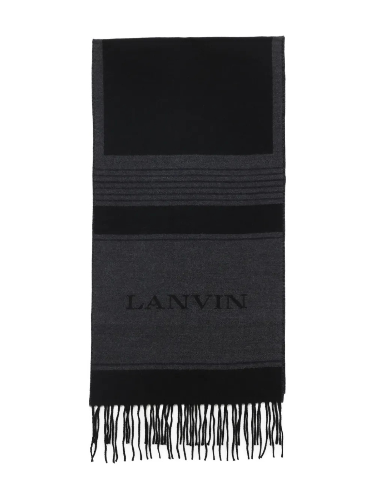 

Полосатый шарф с бахромой от Lanvin, черный
