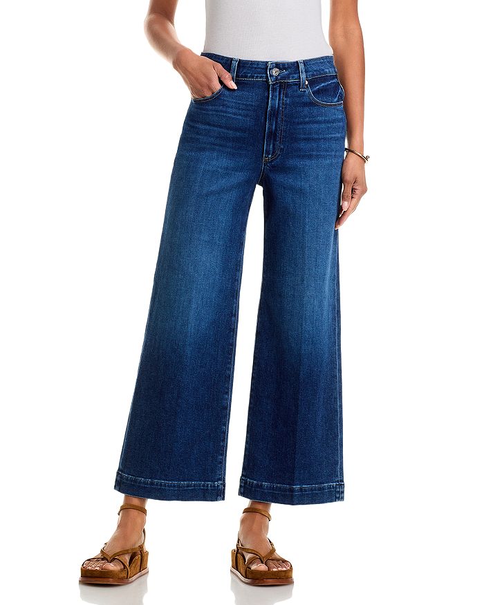 

Anessa High Rise Cropped Wide Leg Jeans in Kindered PAIGE, синий