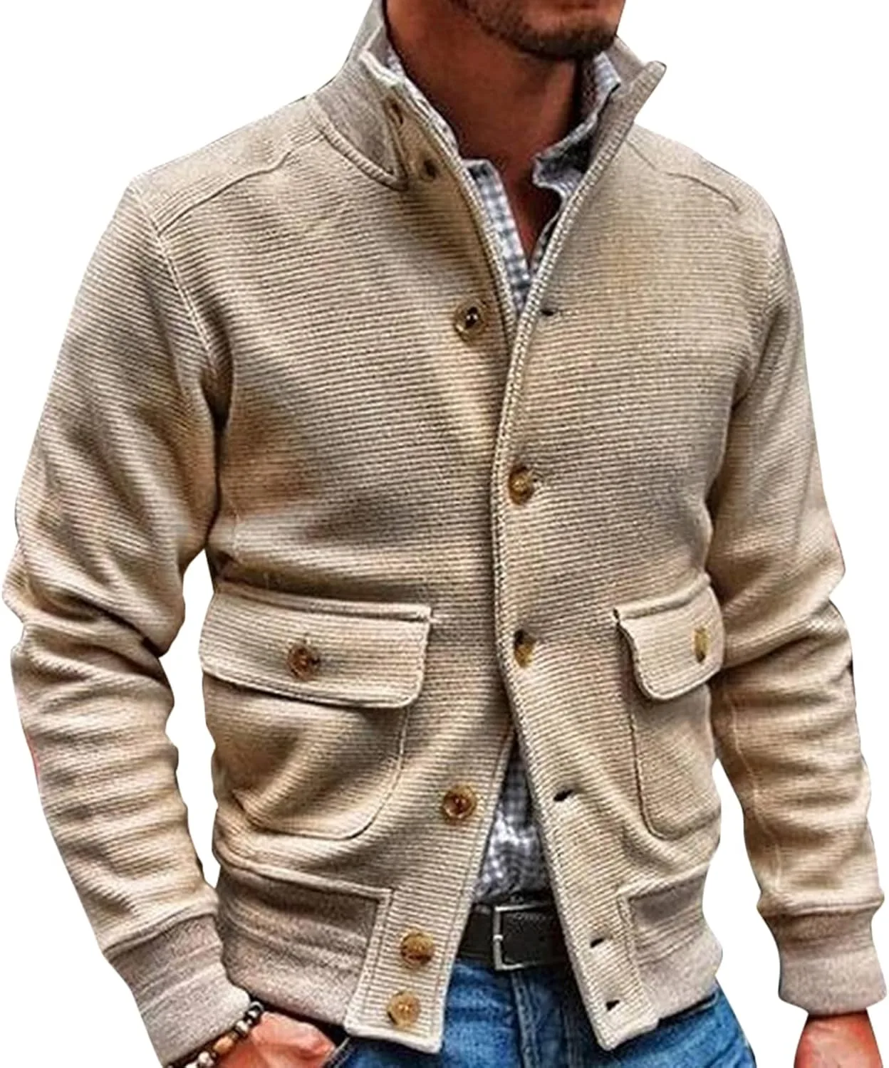 

Мужской кардиган с воротником шаль, длинный рукав, кабельная вязка, пуговицы, карман