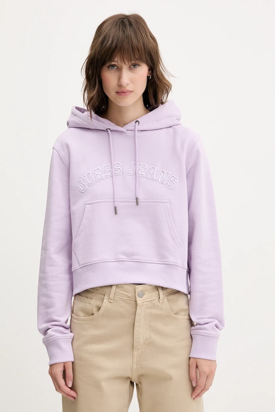 

Хлопковая толстовка Guess Jeans, фиолетовый