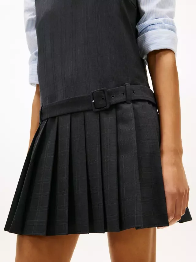 Мини-платье из клетчатой шерсти, черное Tommy Hilfiger — фото 4