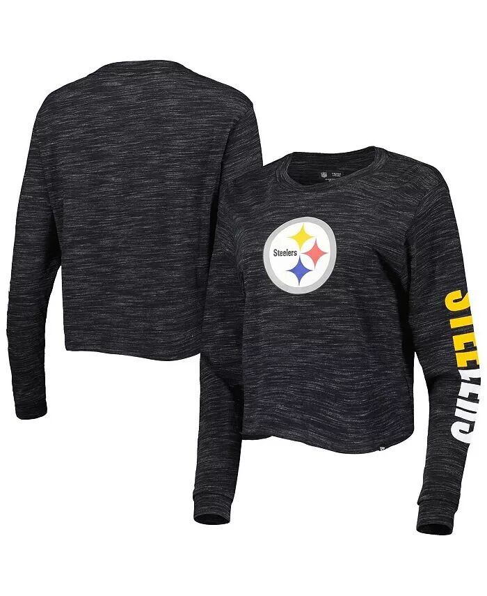 

Черная женская укороченная футболка с длинным рукавом Pittsburgh Steelers New Era