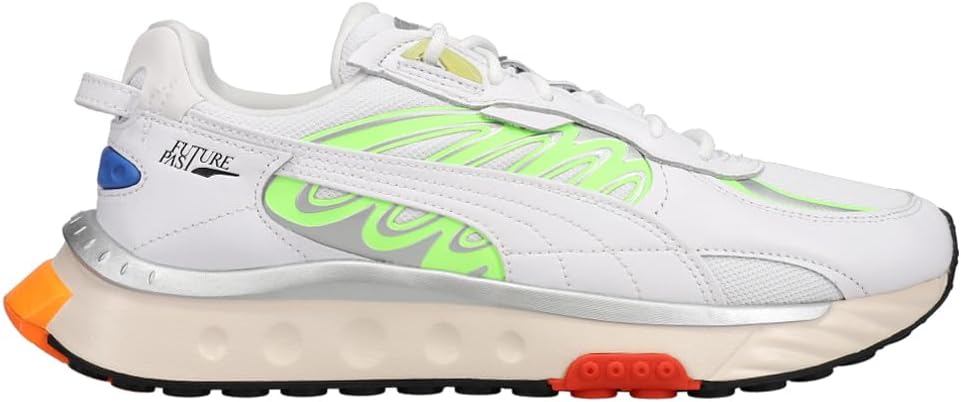 

Мужские кроссовки PUMA Wild Rider Tecno с шнуровкой, повседневные- зеленые, белые