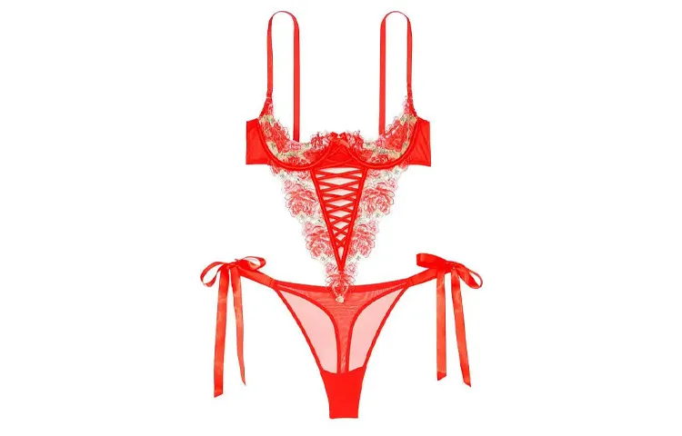 Victoria's Secret Комбинезон женский с принтом шампань кораллово-красный