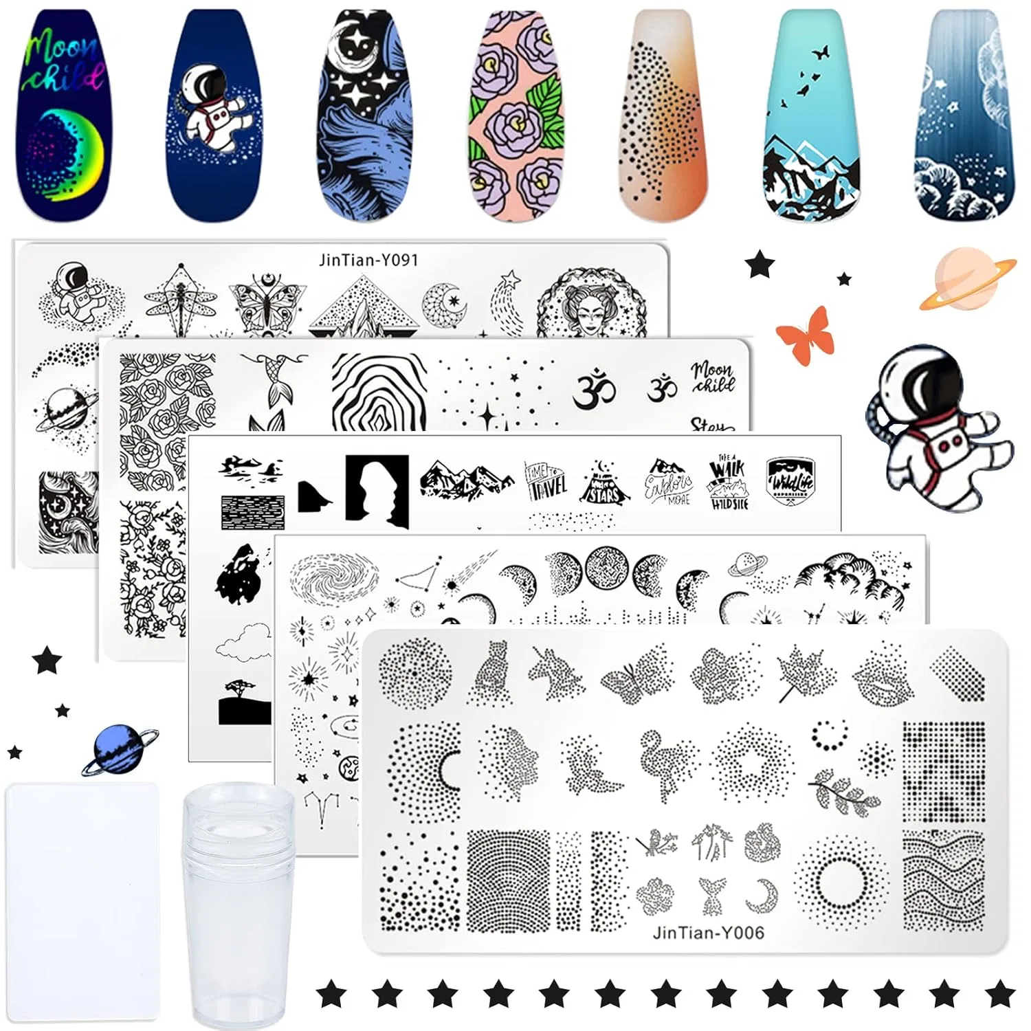 Набор пластин для стемпинга NICENEEDED Starry Sky Nail Art, 5 шт. Niceneeded