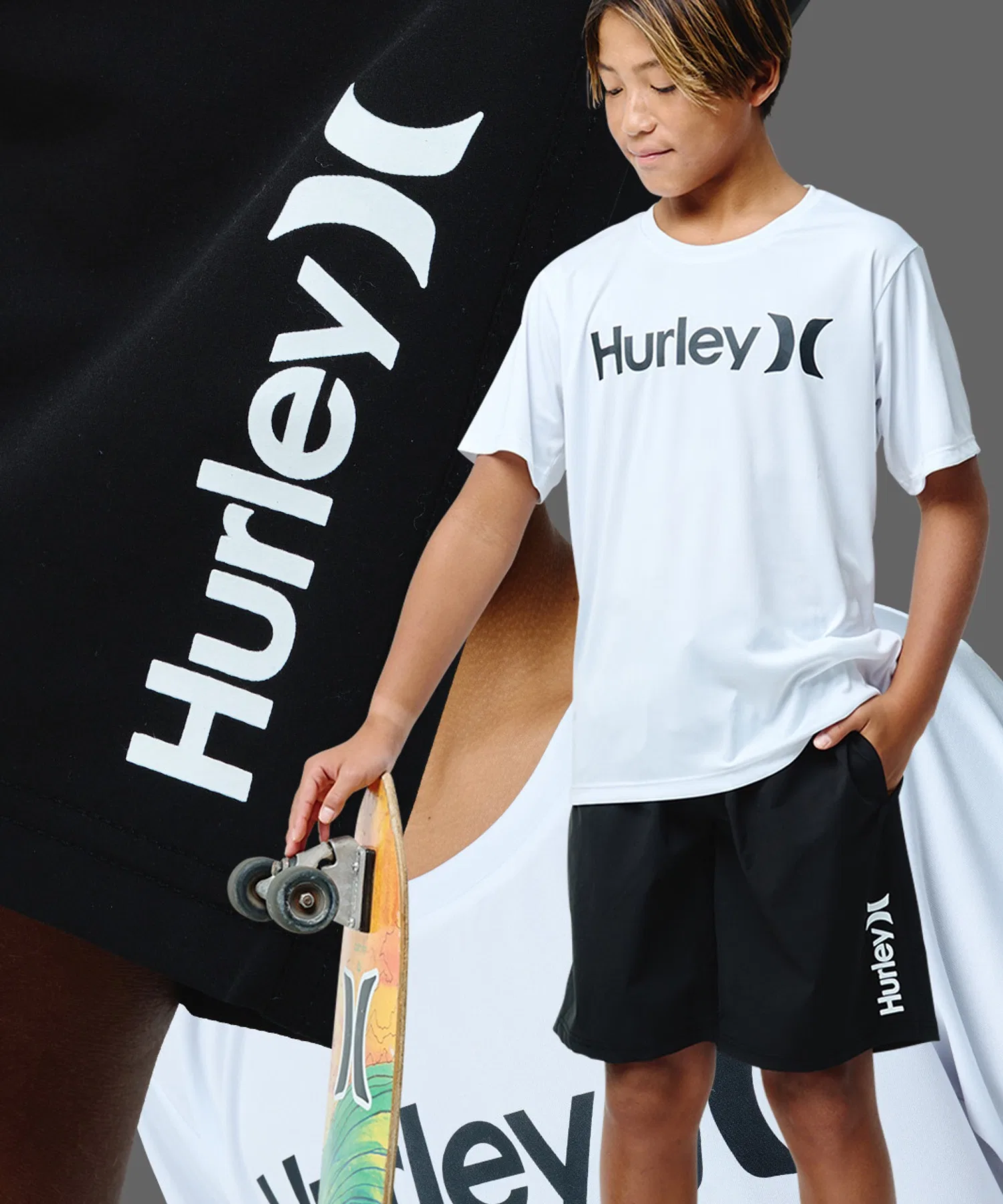 【Hurley】B OAO VOLLEY Детские пляжные шорты, быстросохнущие купальные шорты