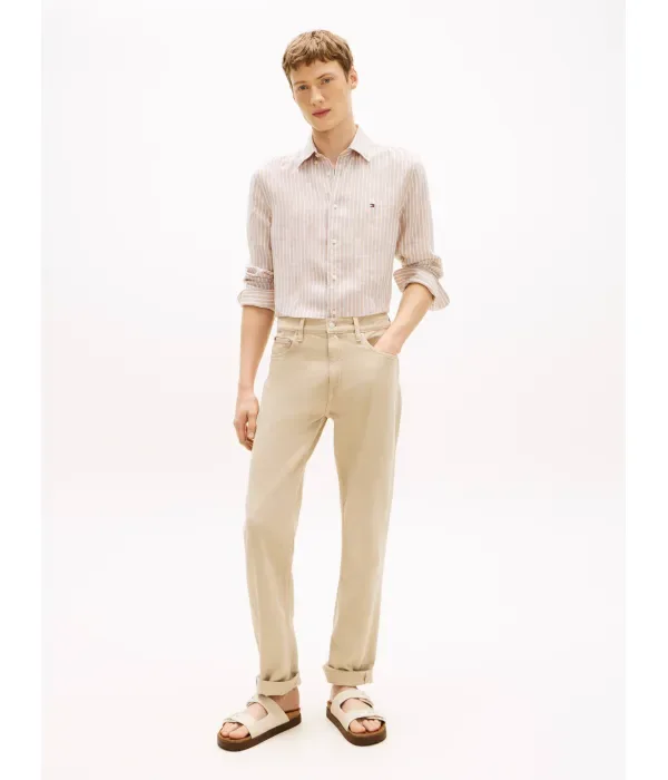 Льняная рубашка regular fit Tommy Hilfiger, бежевый — фото 2