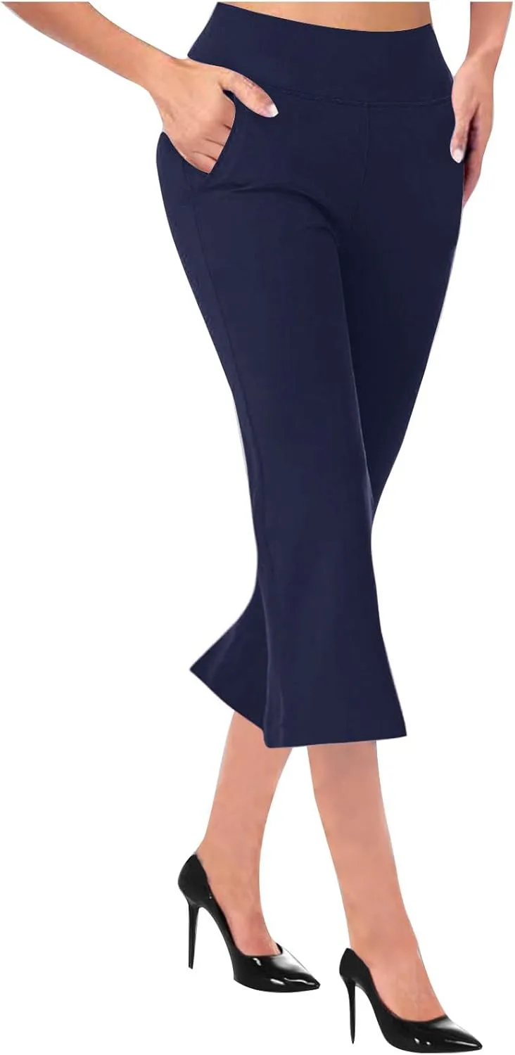 

JOAU Capri Pants для женщин: летние, на высокой талии, с расклешенным низом