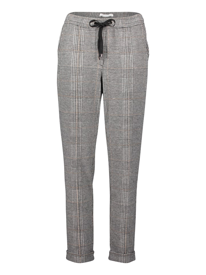 

BETTY & CO Клетчатые брюки с поясом, черно-верблюжьего цвета