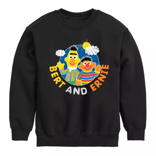 

Флисовая толстовка Bert & Ernie с изображением улицы Сезам для мальчиков 8-20 лет Licensed Character, черный