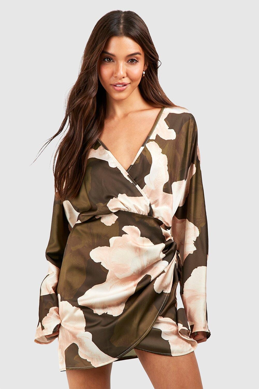

Оливковое мини-платье с запахом Boohoo, оливковый, Зеленый, Оливковое мини-платье с запахом Boohoo, оливковый