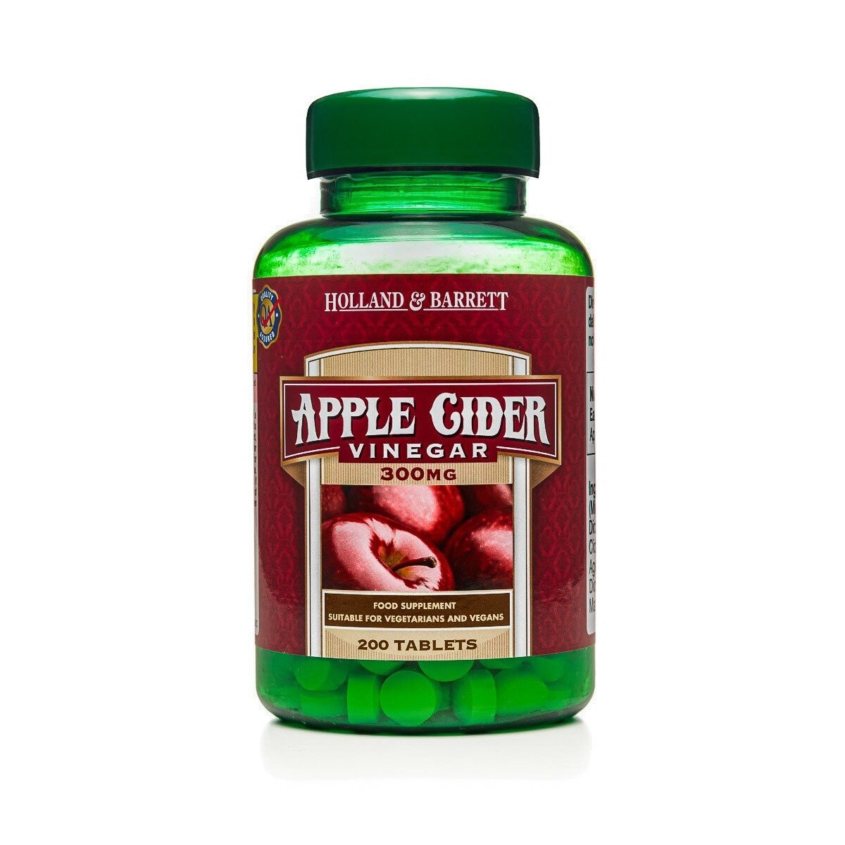 

Биологически активная добавка, HOLLAND&BARRETT Яблочный уксус, 300 мг, 200 таблеток Inna Marka