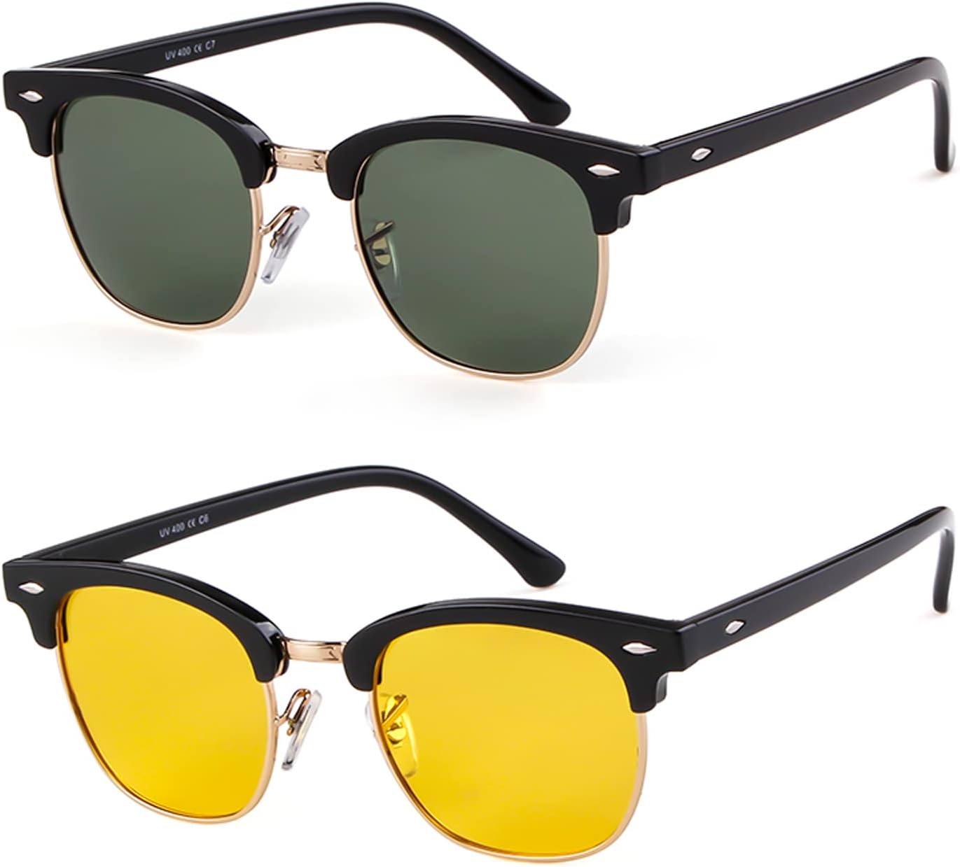 

Полуободковые поляризованные солнцезащитные очки VIA LEECA для мужчин и женщин. Классические солнцезащитные очки для вождения в полуободковой оправе. 100% защита от УФ-излучения, Yellow+gold