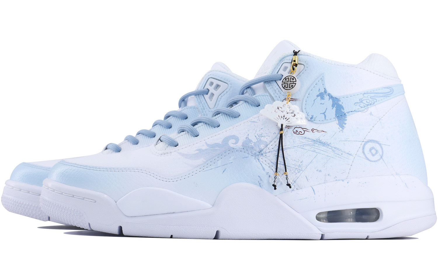 Nike Flight Legacy Galloping Horse Soaring Cloud Абразивоустойчивые кроссовки для баскетбола Mid Top Vintage Unisex White Blue — фото 4
