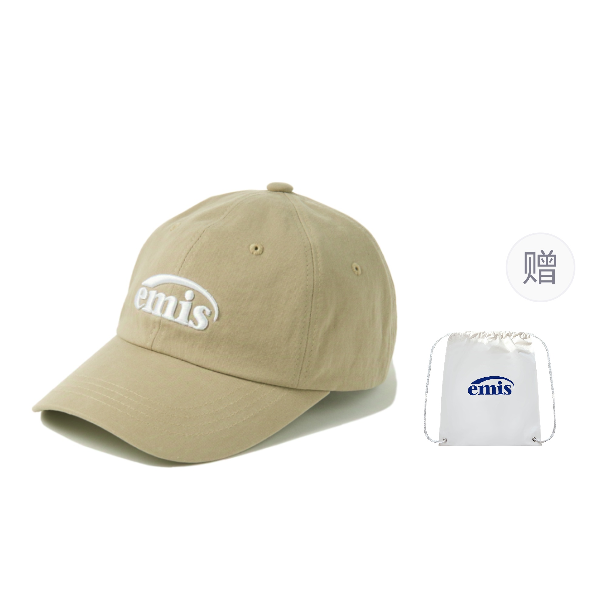 

Emis Хлопковая бейсболка унисекс цвета хаки, Khaki+Shopping Bag