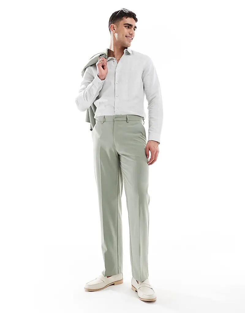 

Прямые брюки ASOS DESIGN цвета шалфей