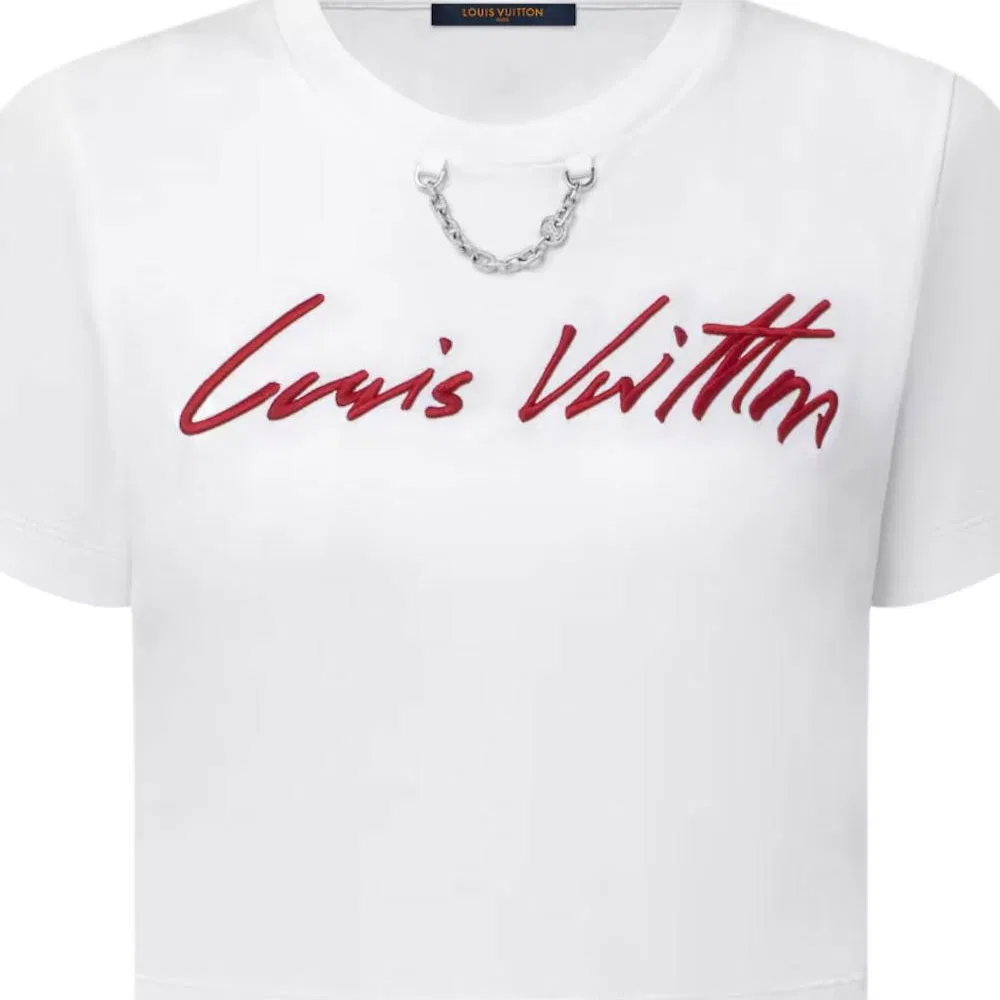 Футболка LOUIS VUITTON Cursive Signature Crop White — фото 3
