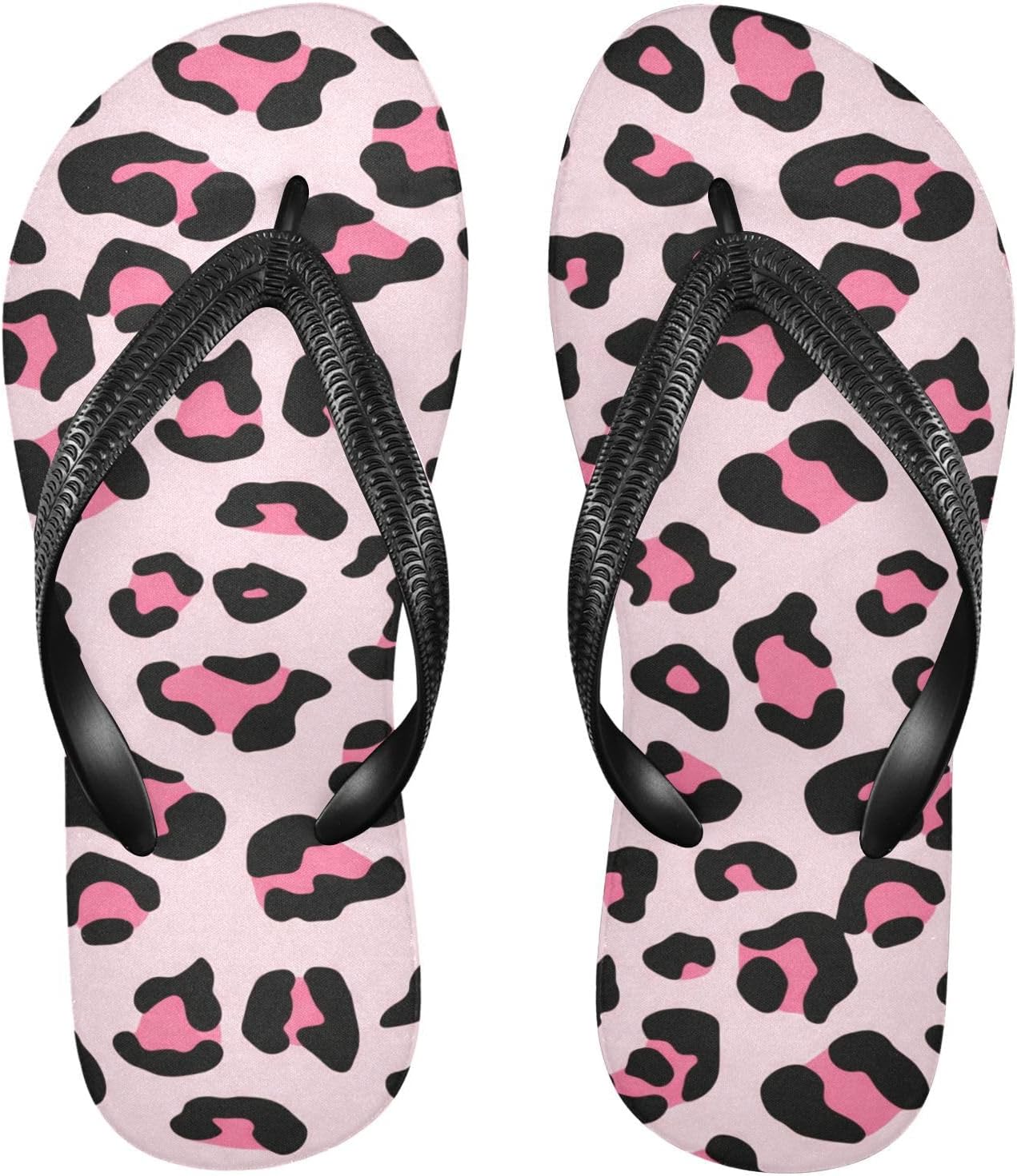 

Женские и мужские пляжные шлепанцы Leopard черно-розовые для лета, повседневные, для душа, 20861861 Kfbe