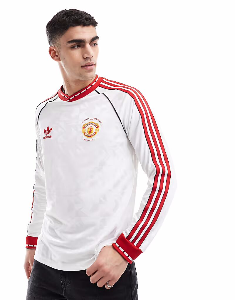 

Футболка с длинными рукавами Adidas Football Manchester United anniversary 91 в белом и красном цветах Adidas Performance