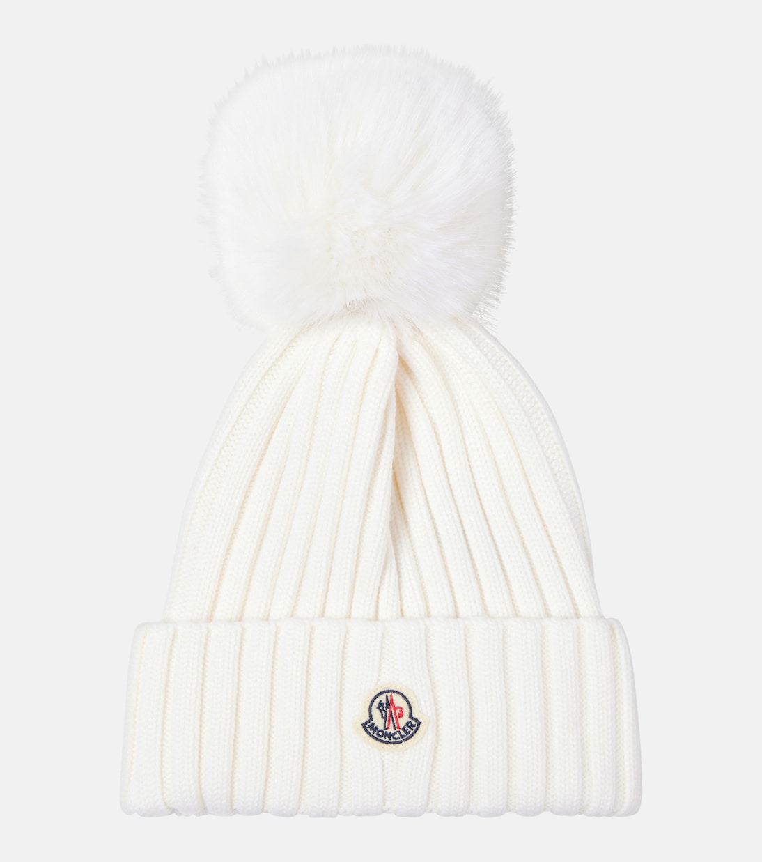 

Шерстяная шапка с логотипом Moncler, белый