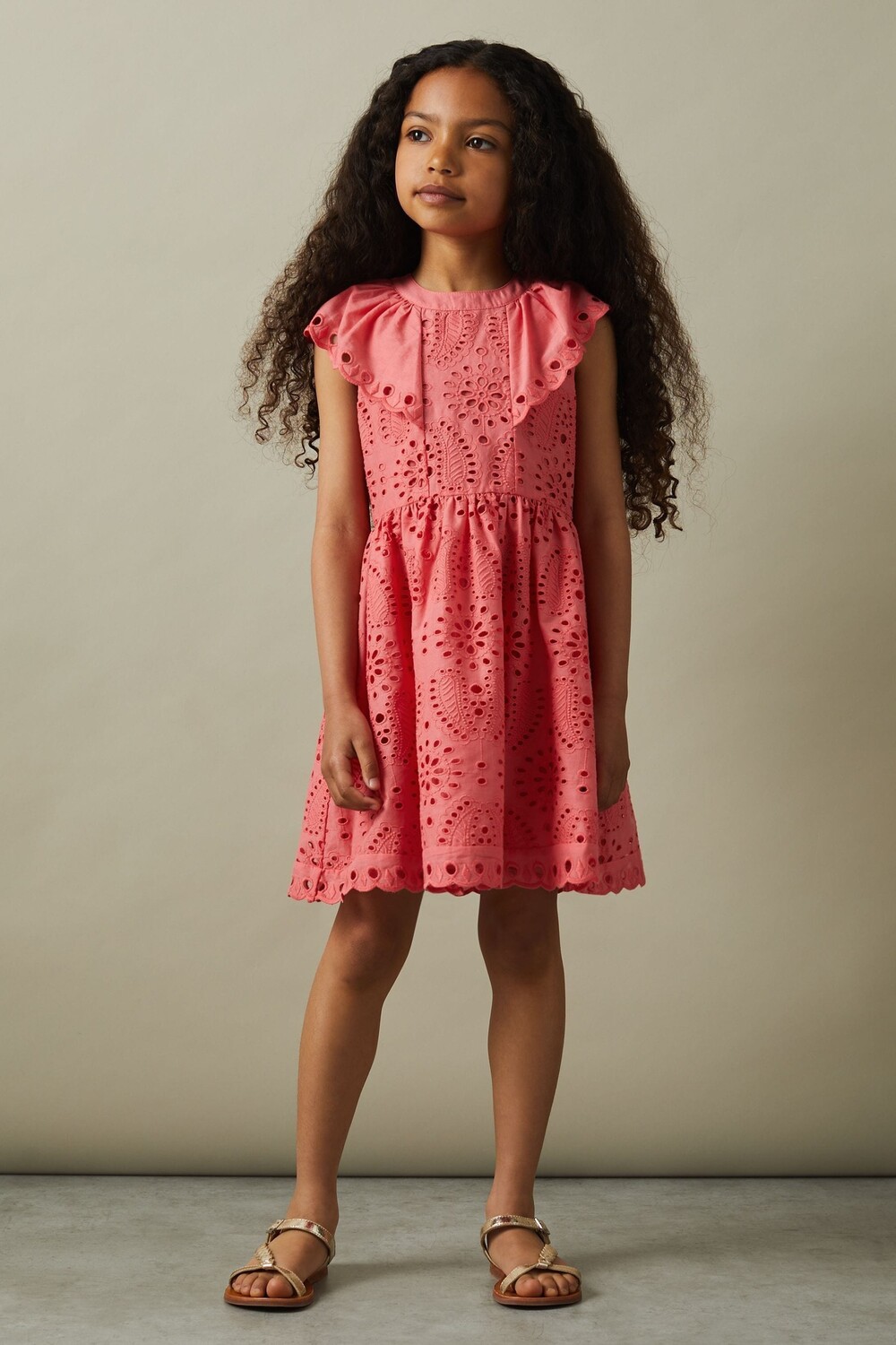 

Платье из хлопка с вышивкой Lilly Reiss, розовый