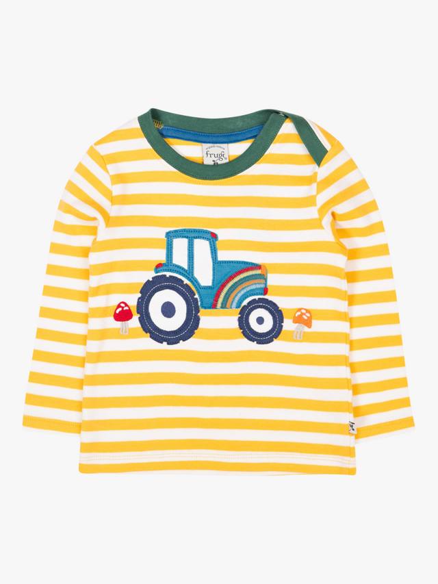 

Детский топ Orion с хлопковым аппликацией Frugi, Bumblebee/Tractor