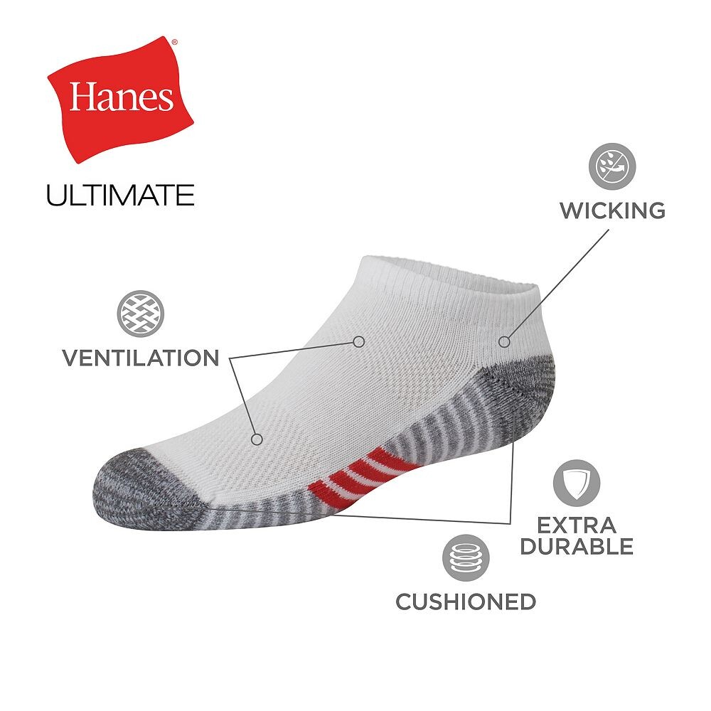 Набор из 10 двойных жестких носков для мальчиков Hanes Ultimate для невыставок, белый — фото 4