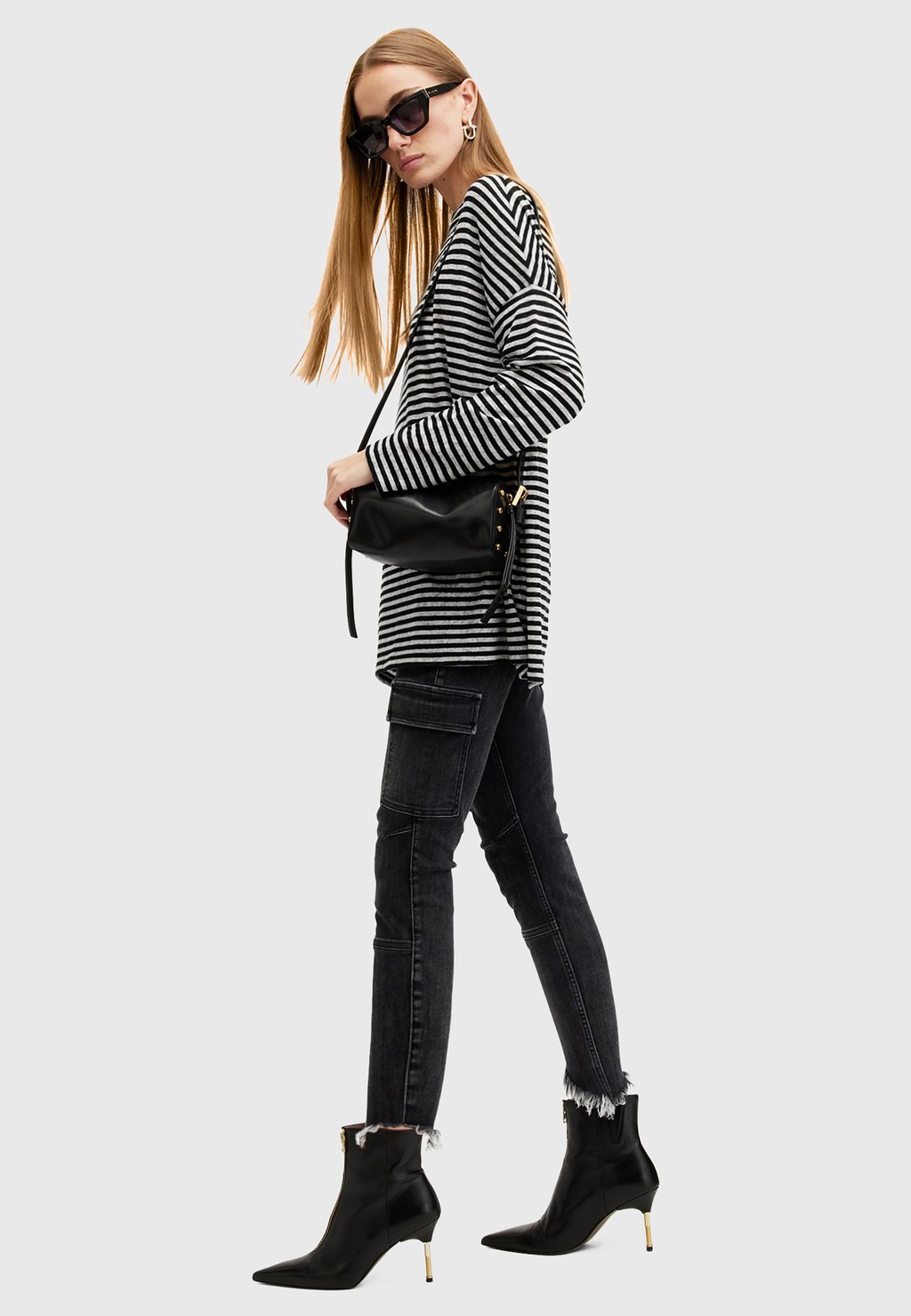 

Топ с длинными рукавами RITA STRIPE AllSaints, черный