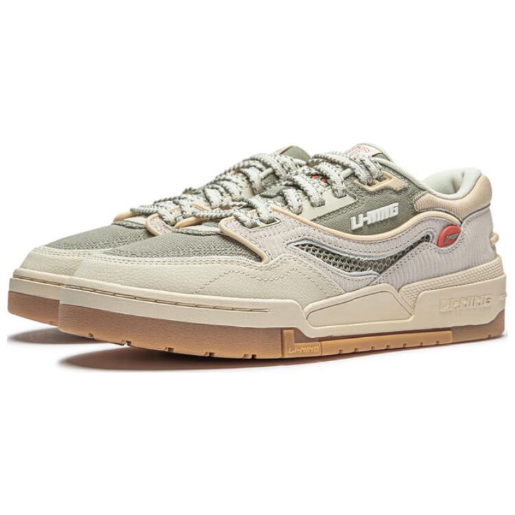 Кроссовки LINING 001 BTC Skateboarding Shoes Men Low-top Pearly White/withered Grass Grey, белый — фото 3