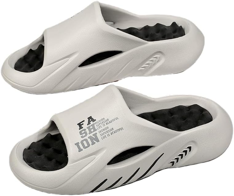 

Массажные сандалии HCHCTRY EVA для мужчин и женщин, модные, больший размер, с мягкой подошвой, легкие, для дома и душа, нескользящие пляжные шлепанцы, комфортные тапочки, серый