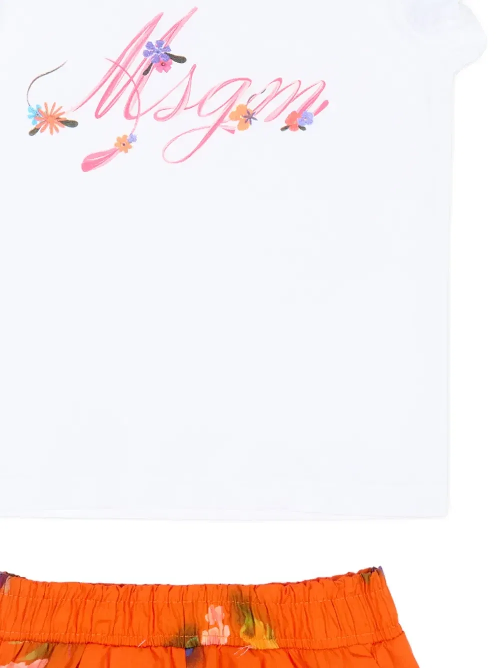 Комплект из топа и брюк с оборками Msgm Kids, белый — фото 3