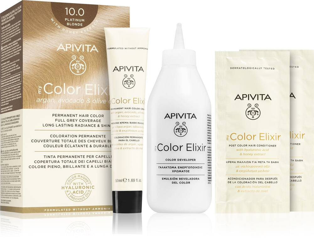 

Краска для волос My Color Elixir без аммиака Apivita, atspalvis 10.0 platinum blonde
