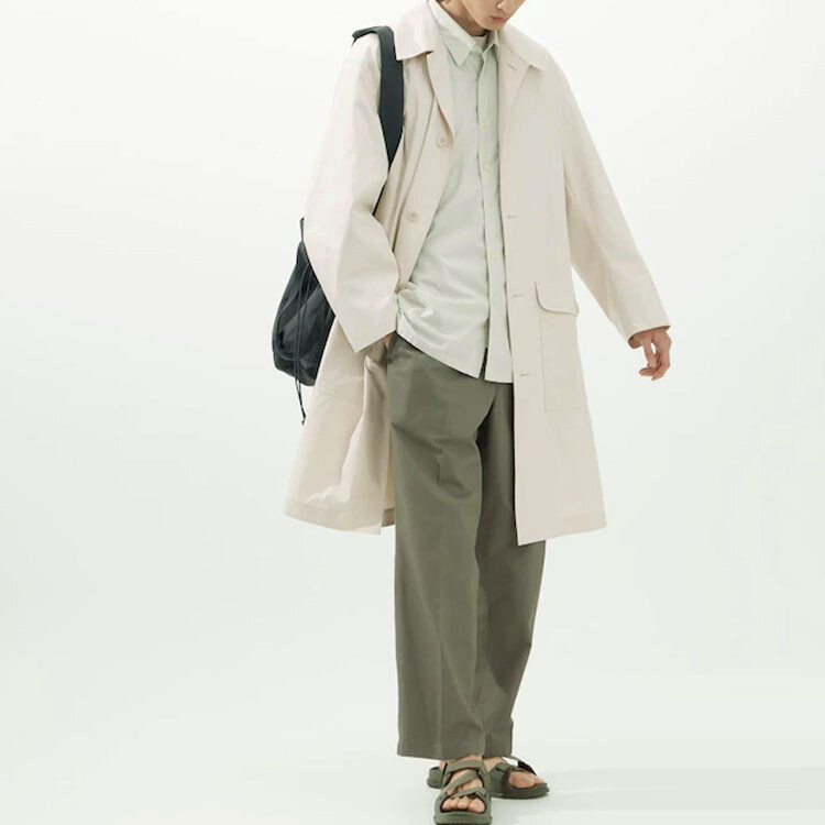 Мужской однобортное плащ Uniqlo U Collection, 30 кремовый — фото 2