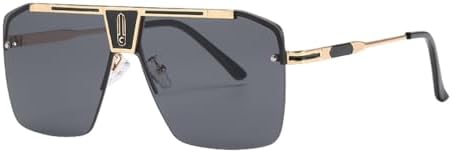 

Солнцезащитные очки с градиентным рисунком 2027 года, квадратные, для мужчин и женщин, винтажные, увеличенного размера, без оправы, защита от ультрафиолета UV400 MTZJH, Gold Black