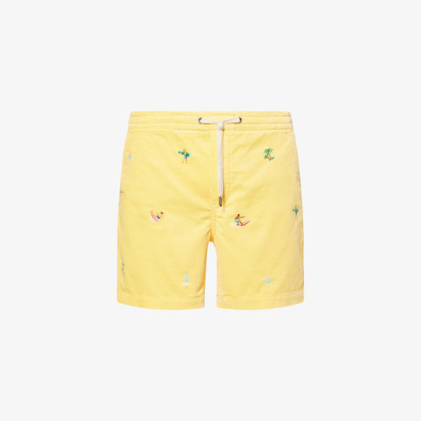 

Хлопковые шорты с вышивкой из вельвета Polo Ralph Lauren, желтый