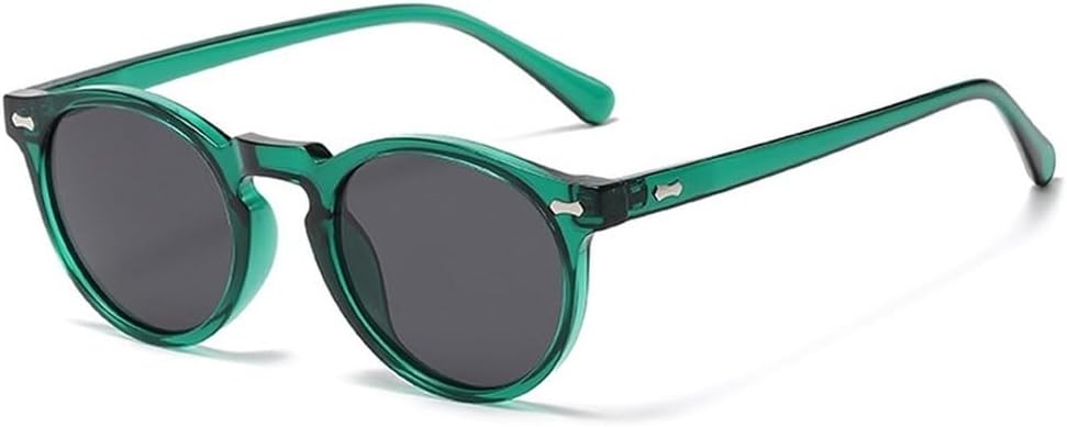 

Ретро круглые поляризованные солнцезащитные очки для женщин, модные, с заклепками, защита от УФ-излучения UV400, для мужчин, панк, темно-зеленые солнцезащитные очки SKFGNX, Green Grey