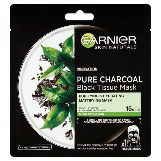 

Маска из листьев черного чая, 28 г Garnier, Skin Naturals Pure Charcoal
