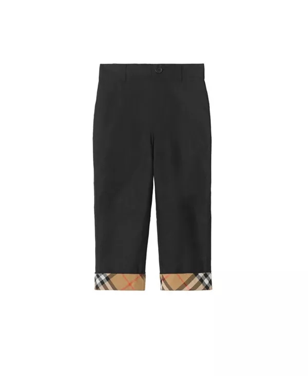 

Хлопковые клетчатые брюки с отворотами для мальчиков - для малышей и для взрослых. Burberry, черный