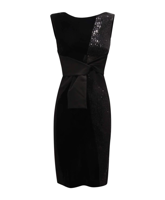 

Бархатное платье с пайетками, застежкой-молнией сзади и разрезом. Sandro Ferrone, черный