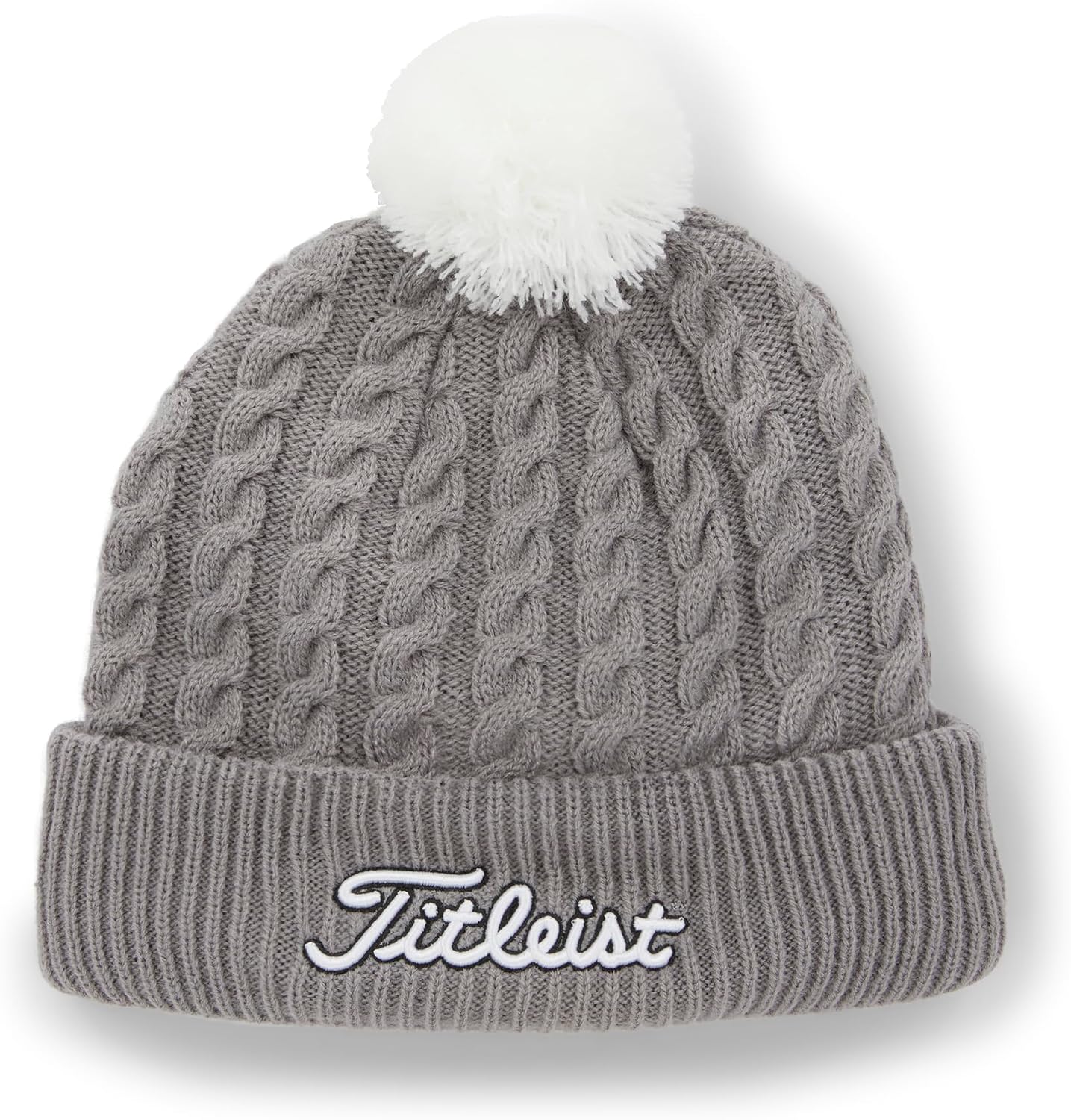 

Мужская вязаная шапка с помпоном Titleist Cable Knit, Gray/White